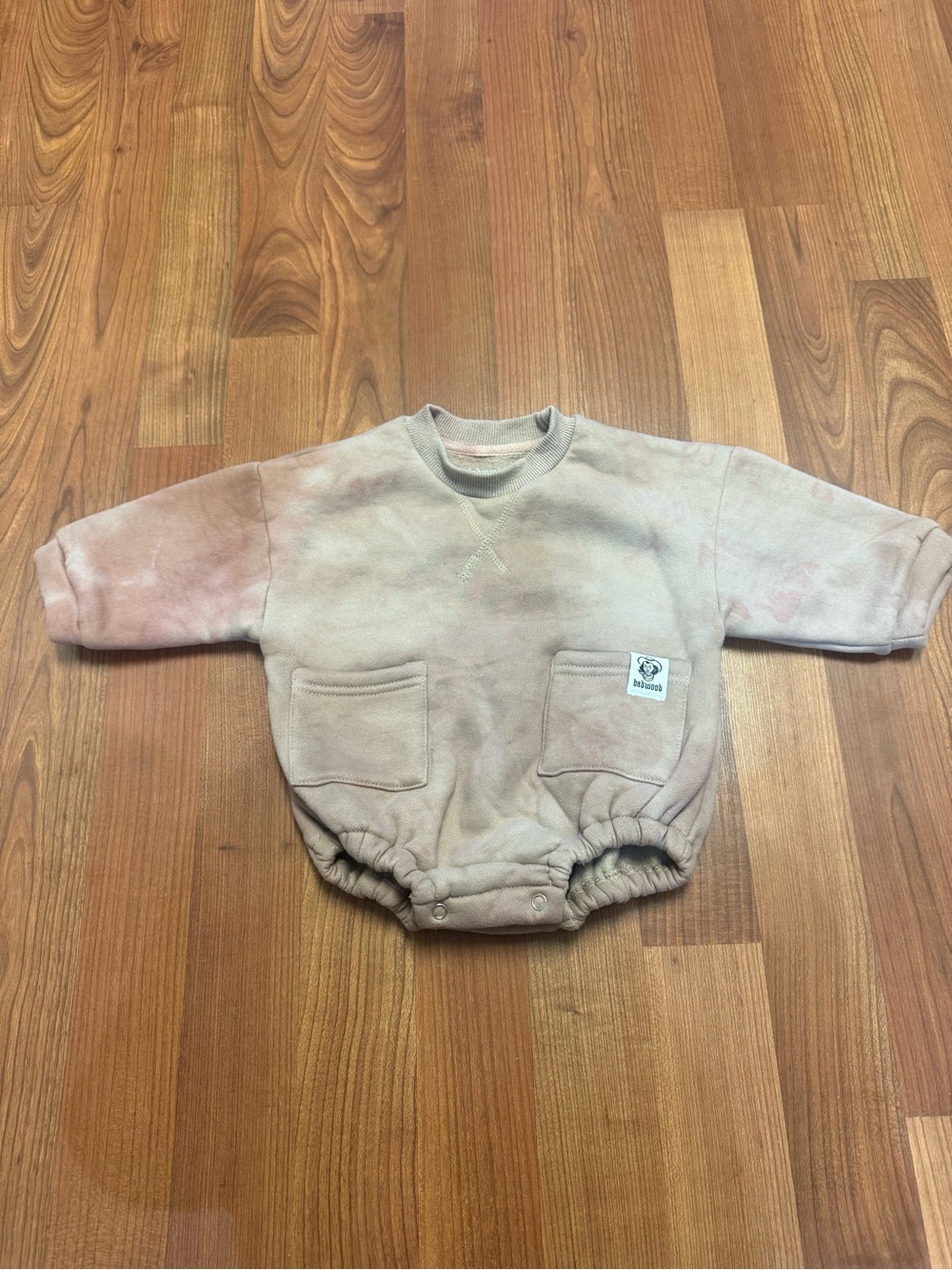 Badwood baby muted mauve crewneck romper - 3-6M